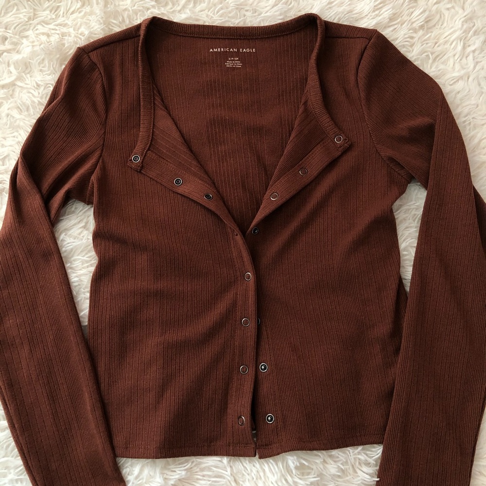 American Eagle Brick Ribbed long sleeve cardigan